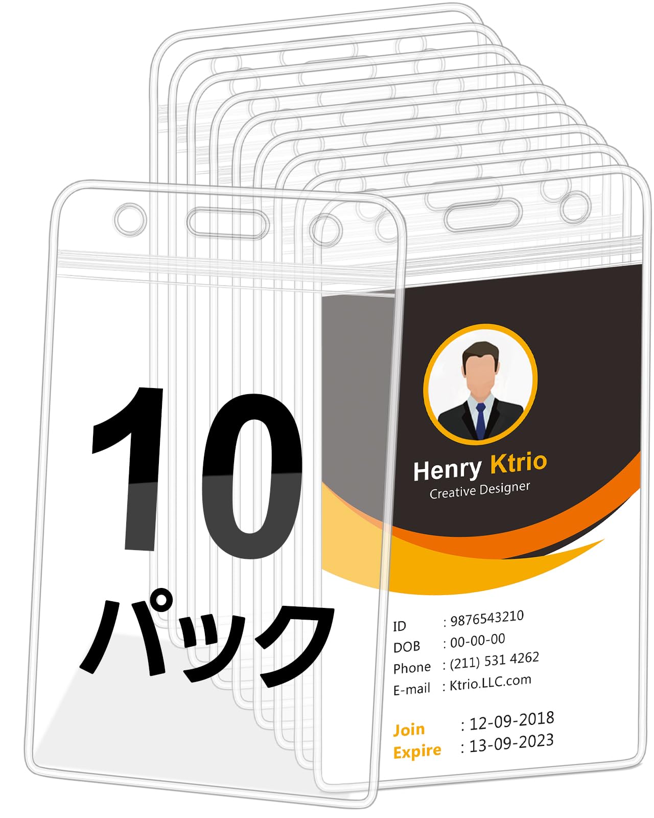 Amazon | KTRiO カードホルダー ネームホルダー 10枚セット 縦型 社員