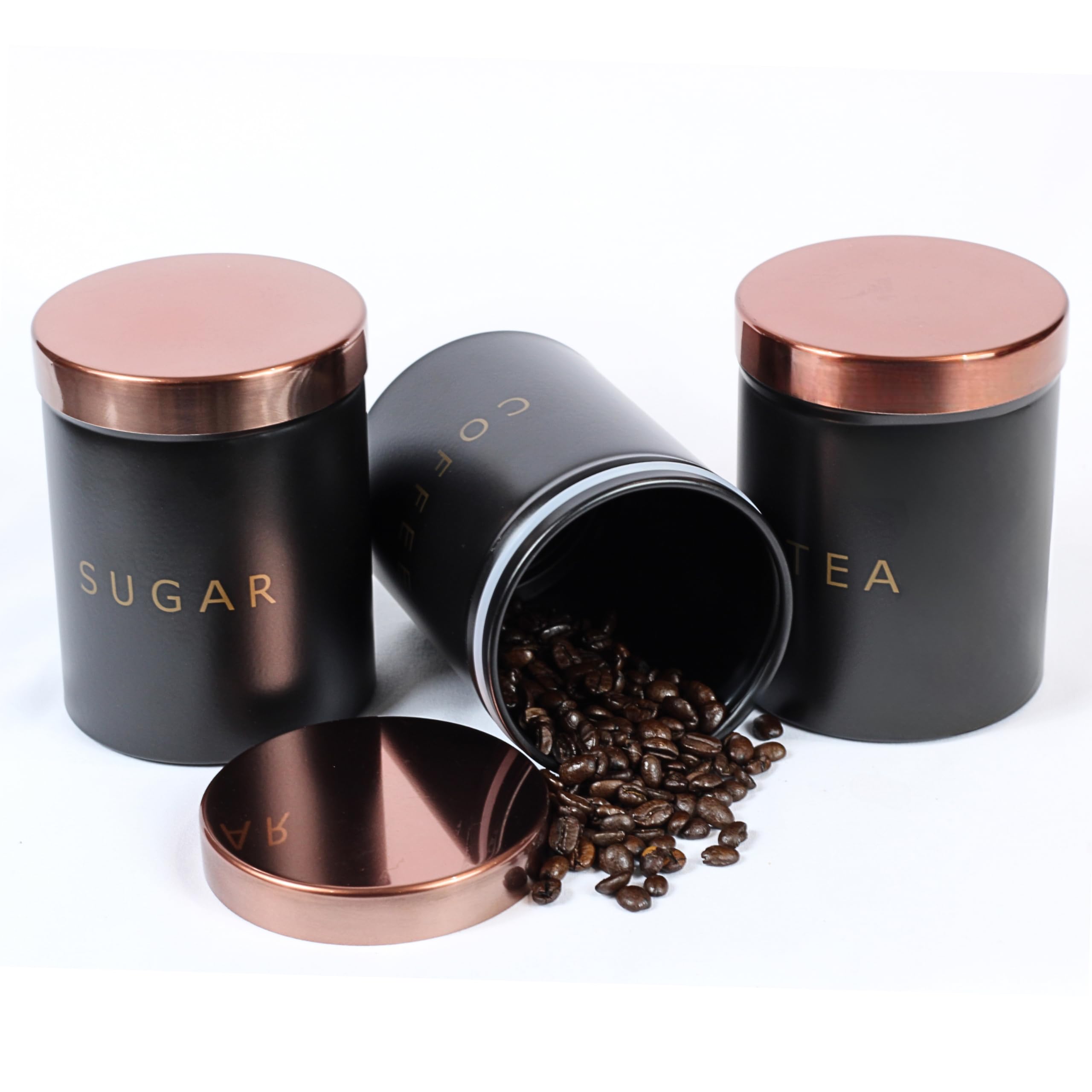 Rls Black Set Of Tea Coffee Sugar Canisters Storage Desertcart