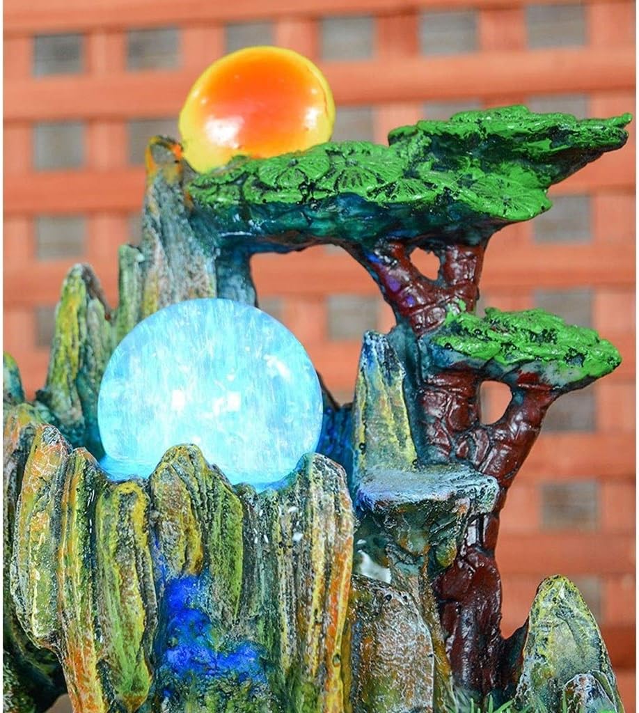 卓上噴水 卓上噴水樹脂のデスクトップの噴水の抜け屋の滝水の滝水表示