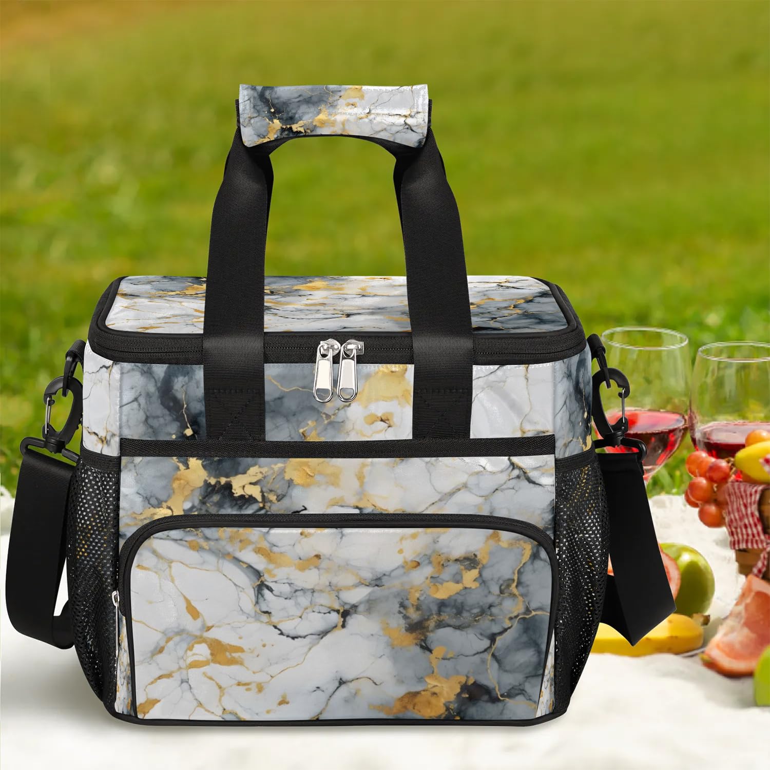 Große Lunchtasche mit Marmor-Textur-Design, für Erwachsene, Herren, Damen, Kinder, Mädchen, Jungen, isolierte Lunchbox, Kühltasche, Kühltasche, Kühltasche, Kühltasche, Kühltasche für Arbeit, Picknick,