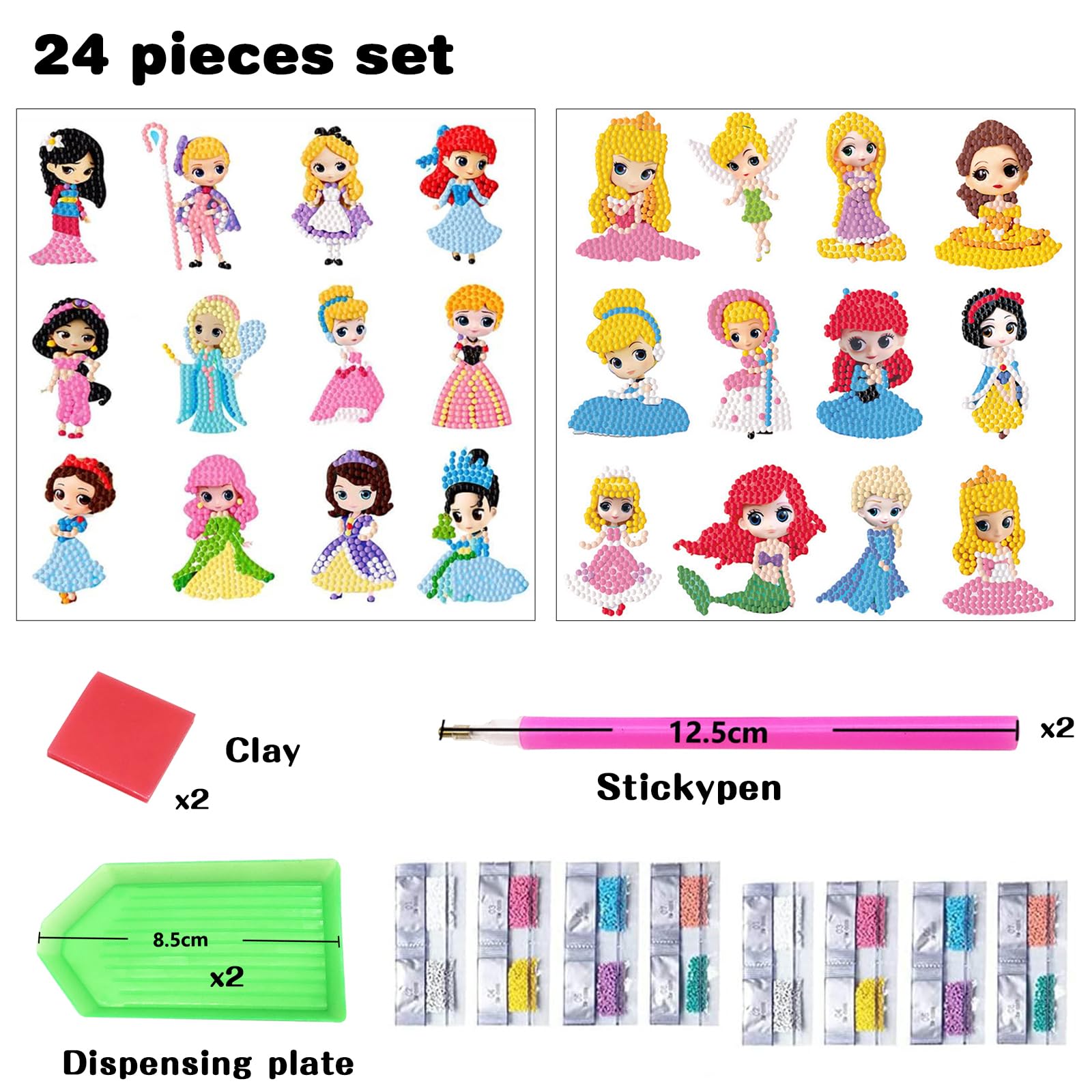 Kit 24 Pittura Diamante Per Bambini - Adesivi Con Strass 5D - Ideale Per Regali E Principianti - Foto 4