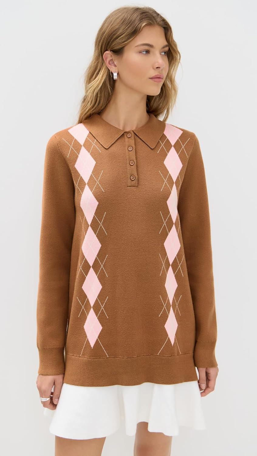 English Factory Women's Argyle Polo Knit Dress - Image 2