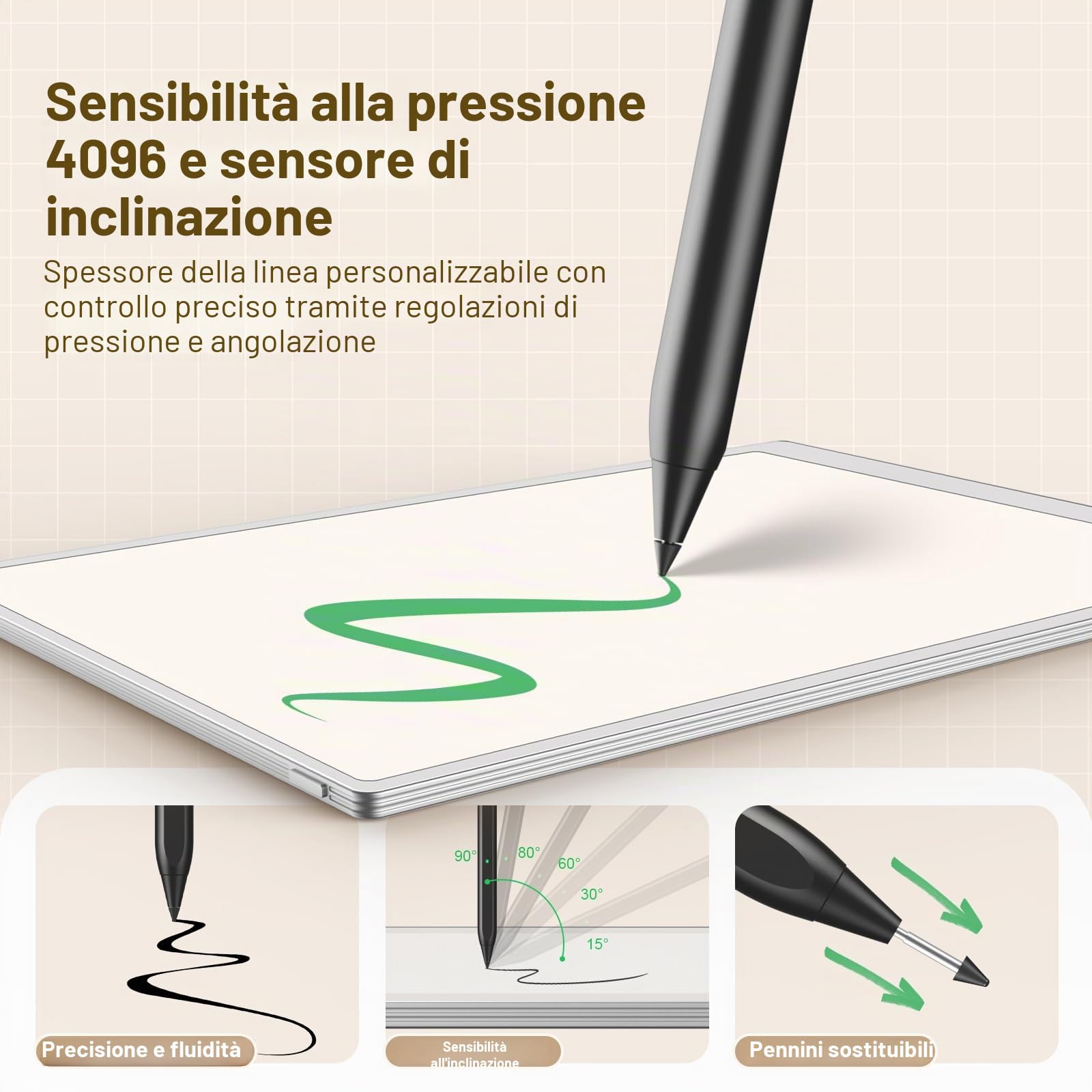 TiMOVO Penna Magnetica Compatibile con Remarkable Paper Pure/Pro/Pro Move | Penna Ricaricabile con Gomma, 4096 Sensibilità alla Pressione,Inclinazione,Rifiuto del Palmo e Punte di Ricambio,Nero