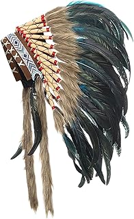 Indian Artificial Feather Headdress, American Chief Indian Native Hat, Indian Headwear for Men and Women