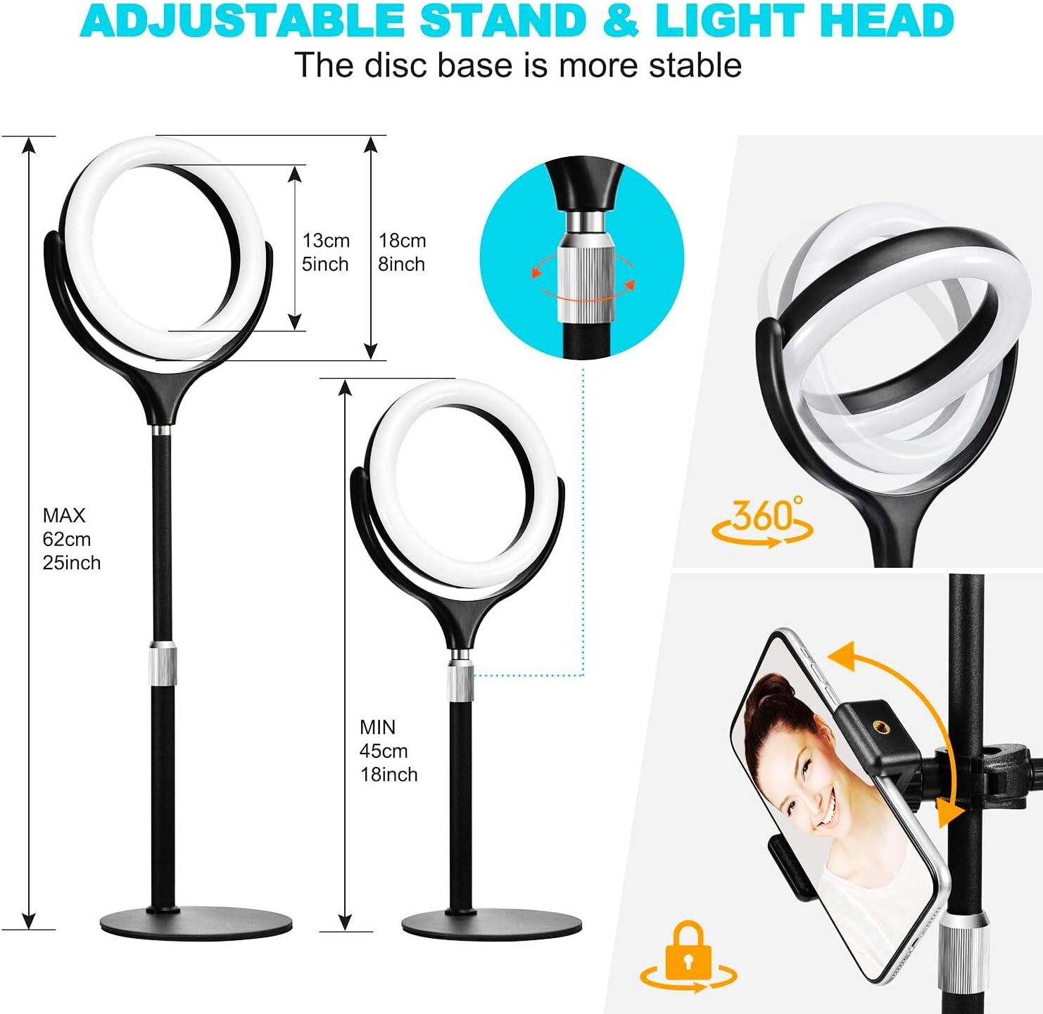 Selfie Circle Light for Zoom Calls,Online Virtual Meeting,Office Video Calls, Desktop Ring Light with Stand for Laptop, Computer, Monitor,Webcam,iPhone, Video Conference Lighting Kit for zoom Meeting. : Electronics