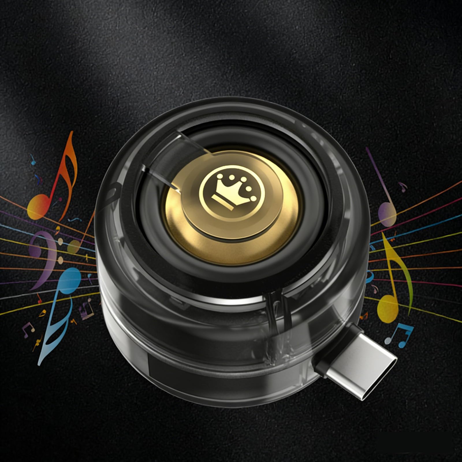Mini Altoparlante Portatile Universale, Tipo C Plug-in Altoparlante del Telefono Cellulare, Casse Portatili Line-In Audio HD Senza Perdite Connetti Istantaneo Trasparente Nero