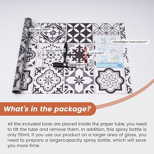 Miniatura 5 de DKTIE Talavera - Película esmerilada de doble cara para vitrales con herramientas de instalación, esmerilado de doble cara y adherencia estática (R,