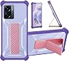 Case Compatible for Oppo A77 5G Phone Case Cover [with Tempered Glass Screen Protector] Hybrid Case [Folding Support Magnetic] [Frosted Anti-Fingerprint] Purple