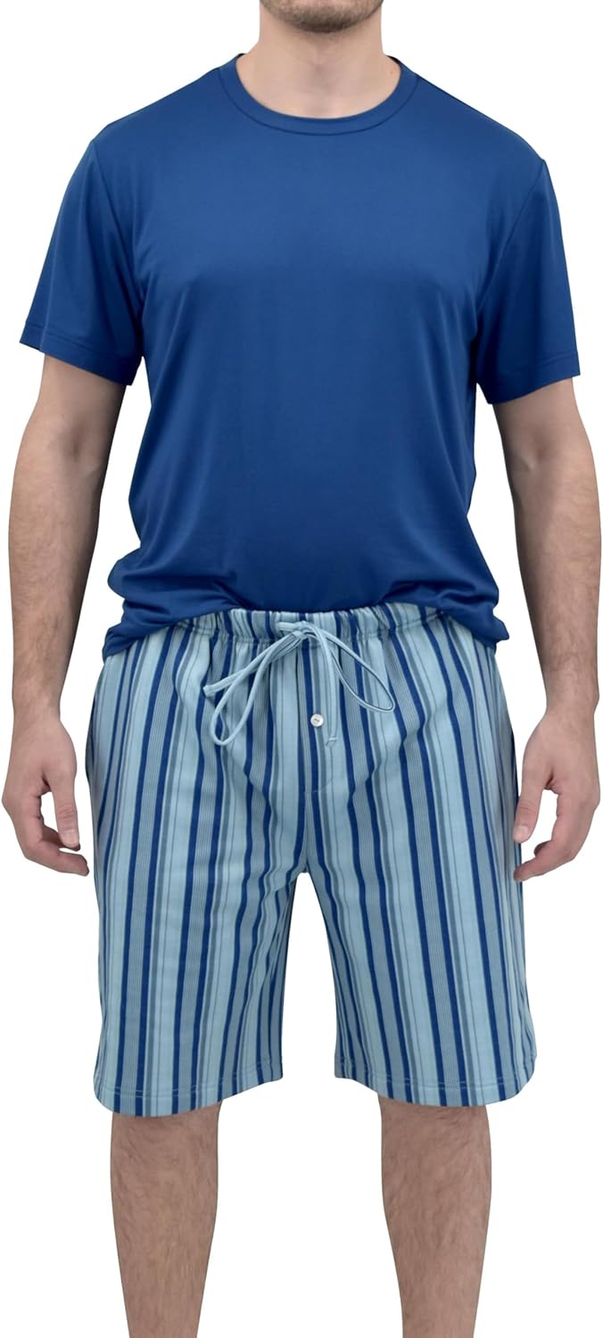 Andrew Scott Mens Executive Soft Pajama Set | 2 pc Crew Top & Drawstring Bottoms LoungeWear - Image 2
