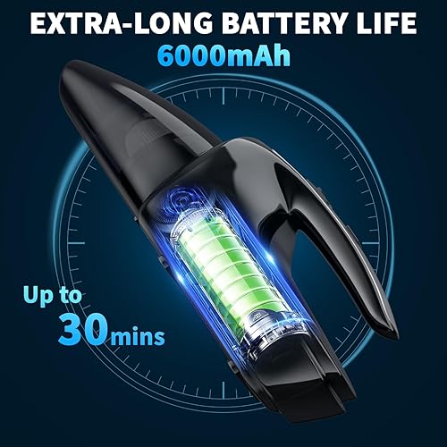 Miniatura 2 de Aspiradora de mano inalámbrica, aspiradora de coche de 9500 PA con luz LED y 2 fliters potente succión portátil portátil recargable aspiradora de