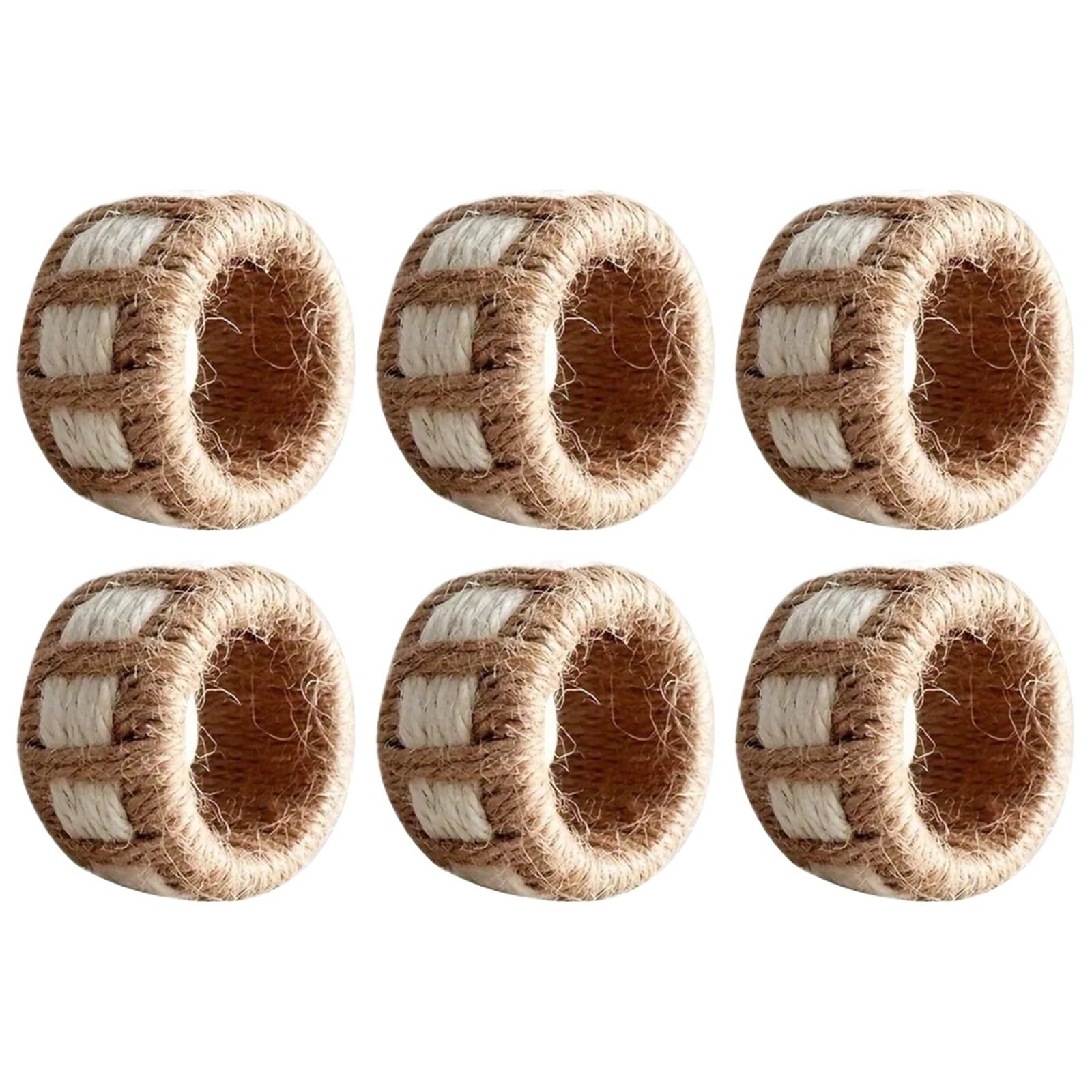 Lot de 16 ronds de serviette tissés en matériau naturel fait à la main en toile de jute pour décoration de salle à manger