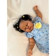 KAWAYII -24 Inch Black Skin Pickle Lifelike Sleeping Reborn Toddler Baby Doll Girls Soft Vinyl Cloth Body Newborn Baby Doll Toy Set