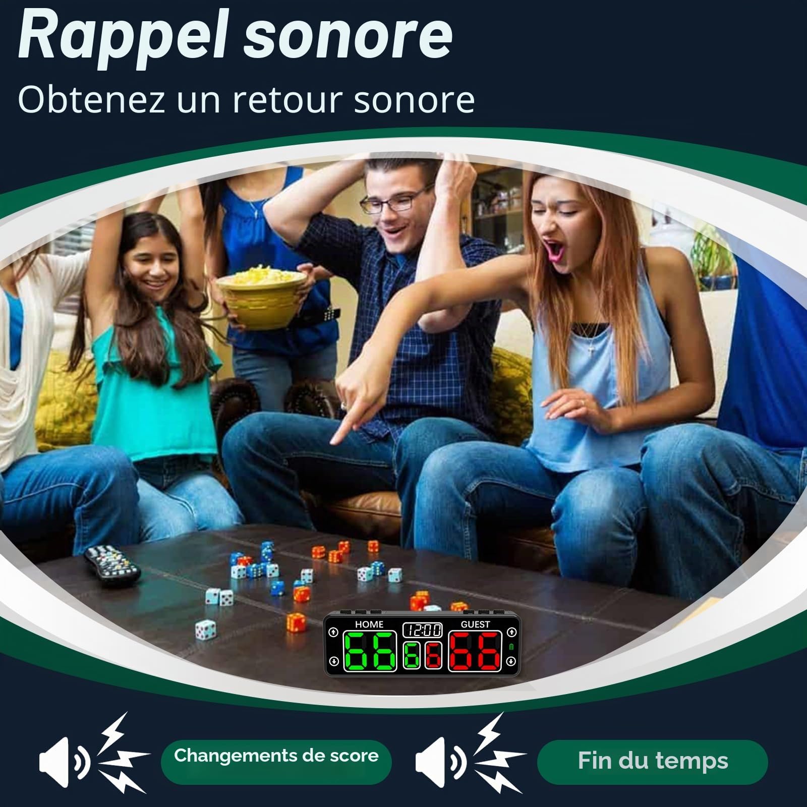 YZ Tableau de score numérique amélioré avec compte à rebours, tableau d'affichage portable à LED magnétique, tableau de score sans fil, alimenté par piles, tableau de score électronique pour