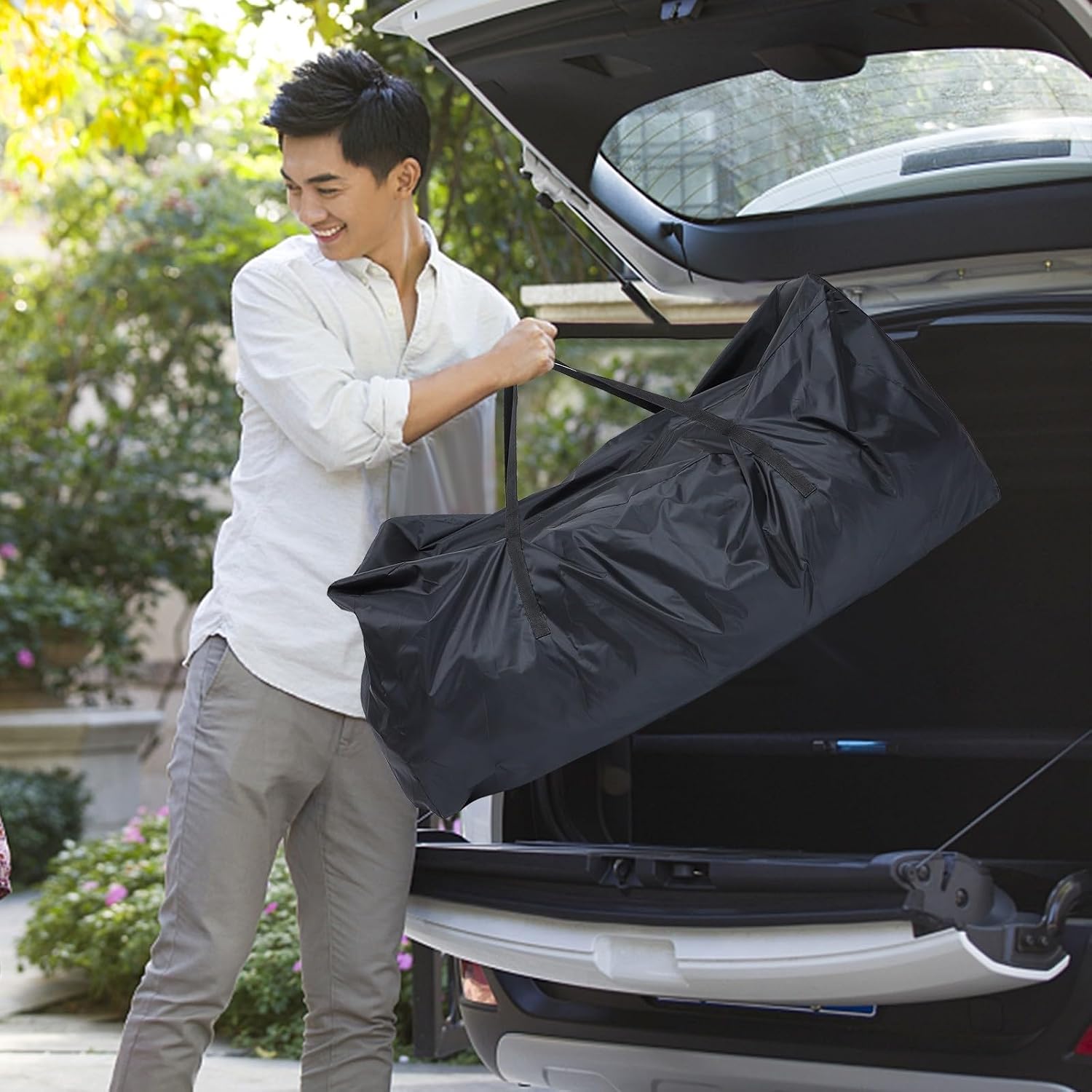 Furniture Storage Bag Black Polyester Foldable Dustproof Large Capacity