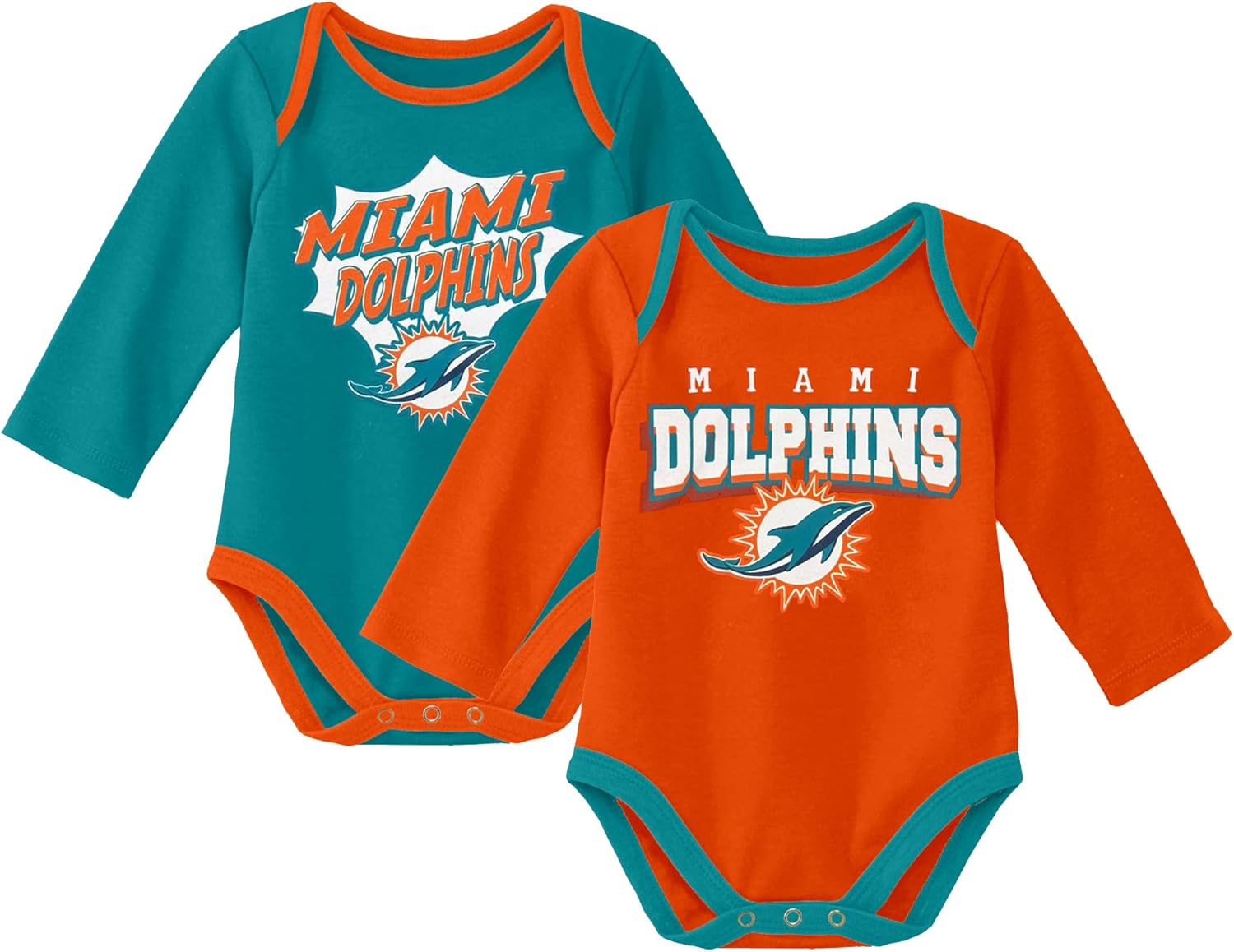 NFL Officially Licensed Newborn Infants 0-18m Sunday Star 2 Pack Snap Closure Cotton Creeper Bodysuit Romper Set