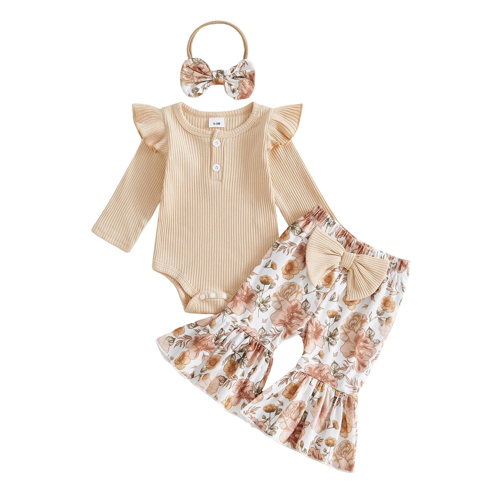Newborn Baby Girl Clothes Long Sleeve Romper Pants Set Cute Outfit