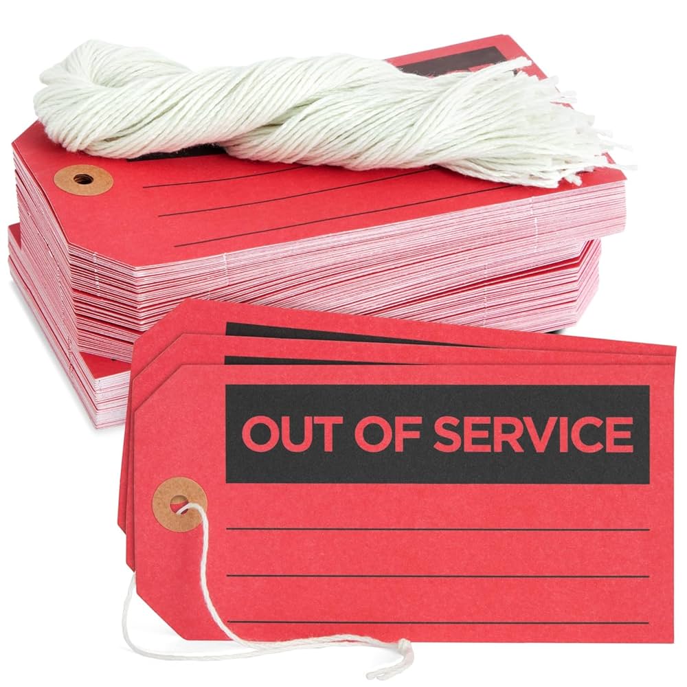 Amazon.com: 100 Pack Red Out of Service Tags with String, Bulk Set Maintenance Equipment Repair Signs for Small Business Supplies (5.75 x 3 in) : Industrial & Scientific amazon-com-100-pack-red-out-of-service-tags-with-string-bulk-set-maintenance-equipment-repair-signs-for-small-business-supplies-5-75-x-3-in-industrial-scientific