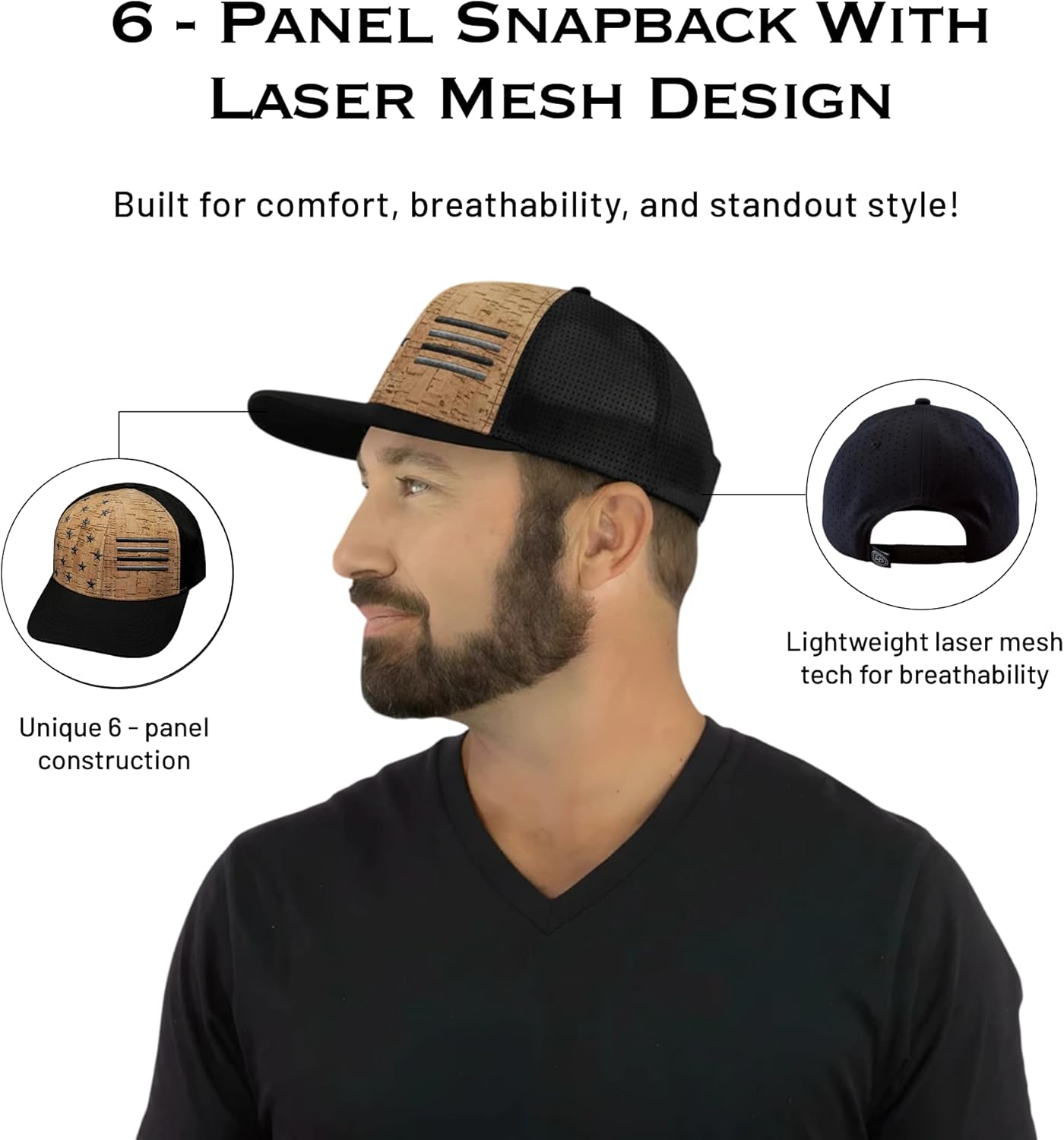 Flag Laser Mesh Snapback Hat for Men & Women | Flat Bill Trucker Hat | Lightweight & Water-Resistant