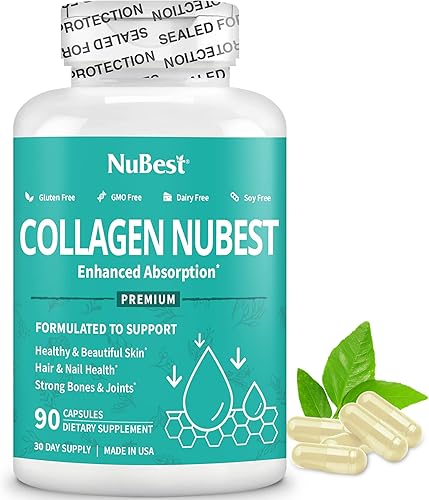 Miniatura 7 de NuBest Péptidos de colágeno súper colágeno, revitaliza la piel, el cabello y las uñas, fuerza ósea y articular, fórmula de colágeno de belleza para