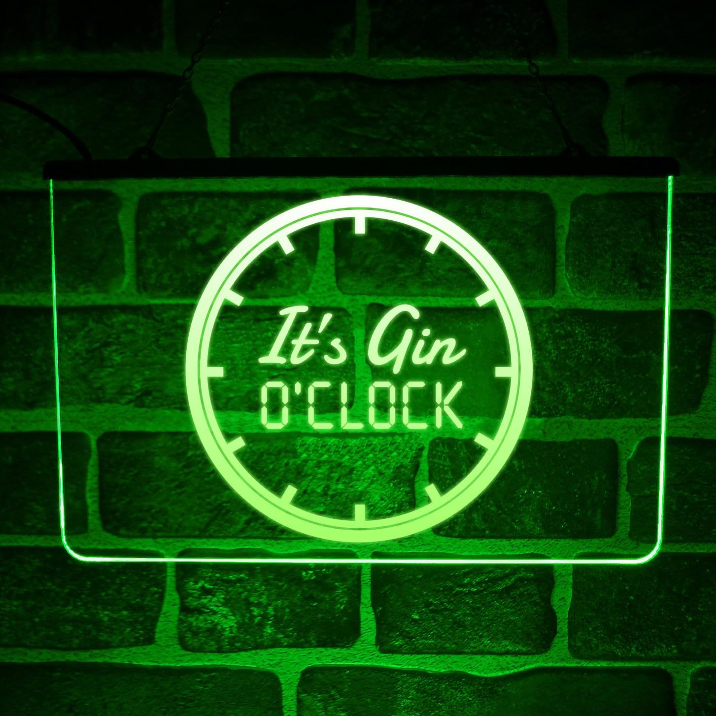 Paint The Town Led Green Gin O'clock Led Neon Light Up Sign – Multicolour Hanging Wall Display For Home Bar, Pub Or Bedroom Decor | Usb Powered (Green)