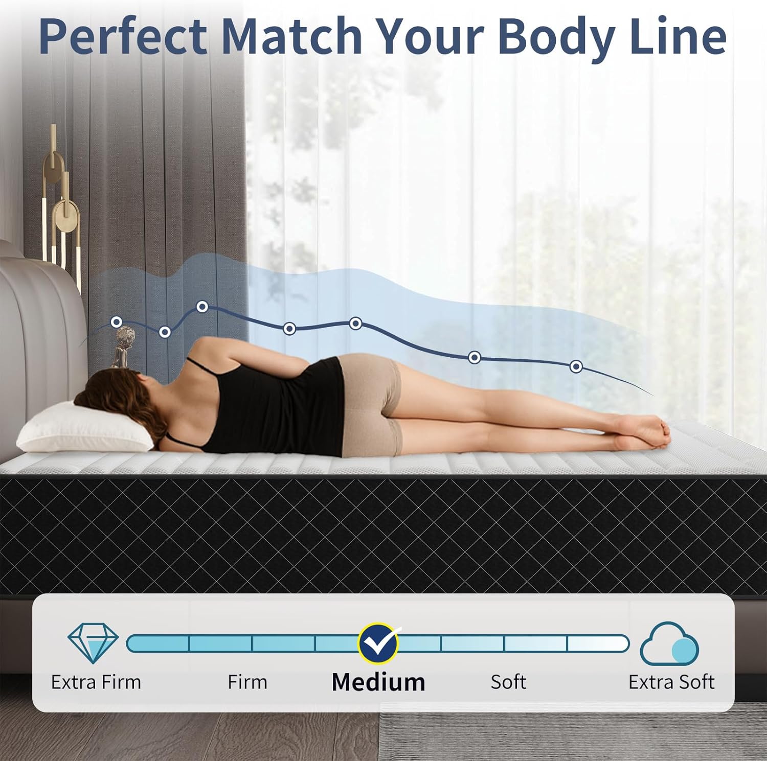 Queen Mattress, 10 Inch Hybrid Mattress with Breathable Foam and Pocket Springs, Medium Firm Memory Foam Mattress for Back Pain Relief, Mattress in a Box, 60×80×10 Inch thumbnail
