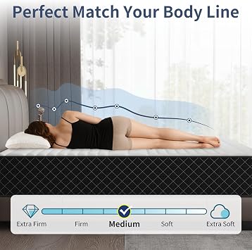 12 Inch Queen Mattress, Hybrid Mattress Queen Size with Breathable Foam and Pocket Springs, Medium Firm Memory Foam Mattress for Back Pain Relief, Mattress in a Box, 608012 Inch