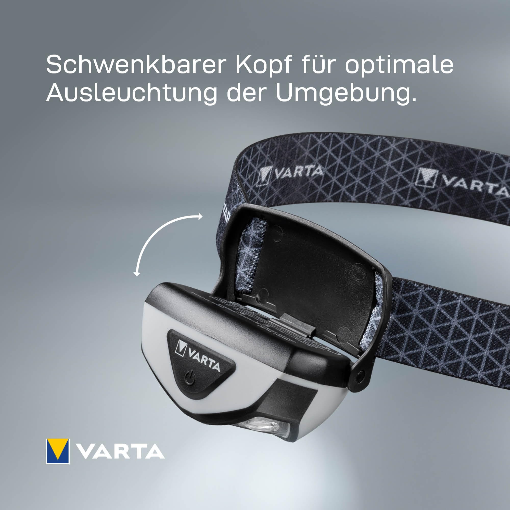 VARTA Stirnlampe LED, wiederaufladbare Kopflampe, Outdoor Sports H30R Wireless Pro, kabelloses Laden, wasserdicht, schwenkbarer Kopf, Dimmfunktion, ideal für Camping, Joggen, Wandern | Outdoor Sports H30R Wireless Pro, schwenkbarer Kopf, Dimmfunktion, für
