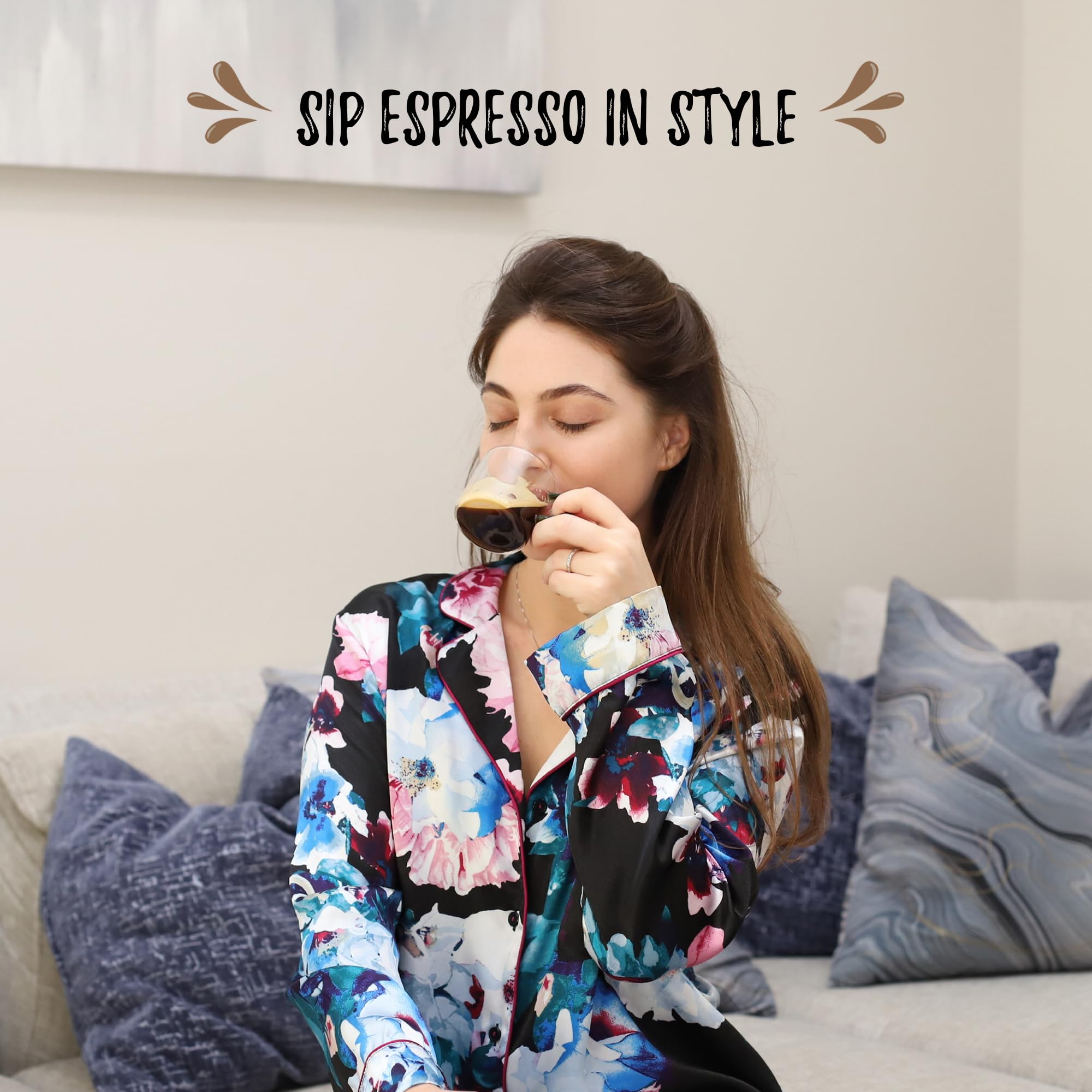 Przezroczyste kubki do espresso z kolorowymi uchwytami, zestaw 6 sztuk, 120 ml, kubki ze szkła borokrzemowego do cappuccino, herbaty, latte i gorących napojów, mini kubki do picia - nadają się