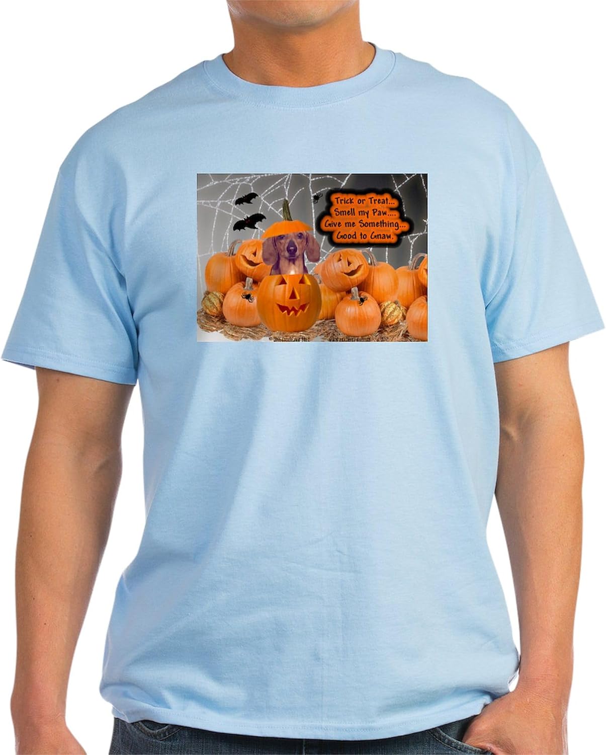 CafePress Dachshund Halloween (Red) Ash Grey T Shirt Men's 100% Cotton, Classic Graphic White T-Shirt