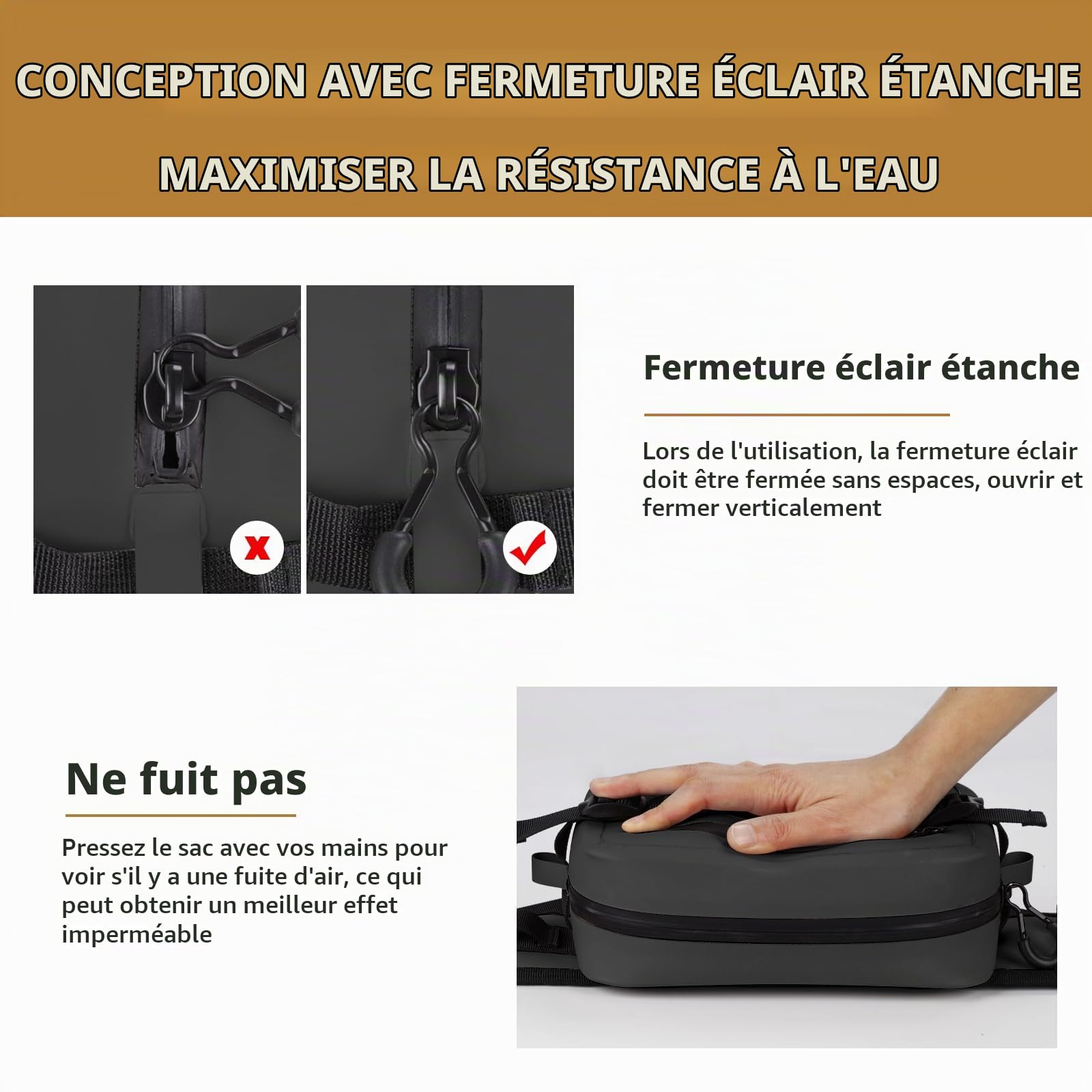 THKFISH Sac de pêche étanche IPX8, avec Fermeture éclair hermétique pour la Course, Le Sport en Plein air, l'entraînement