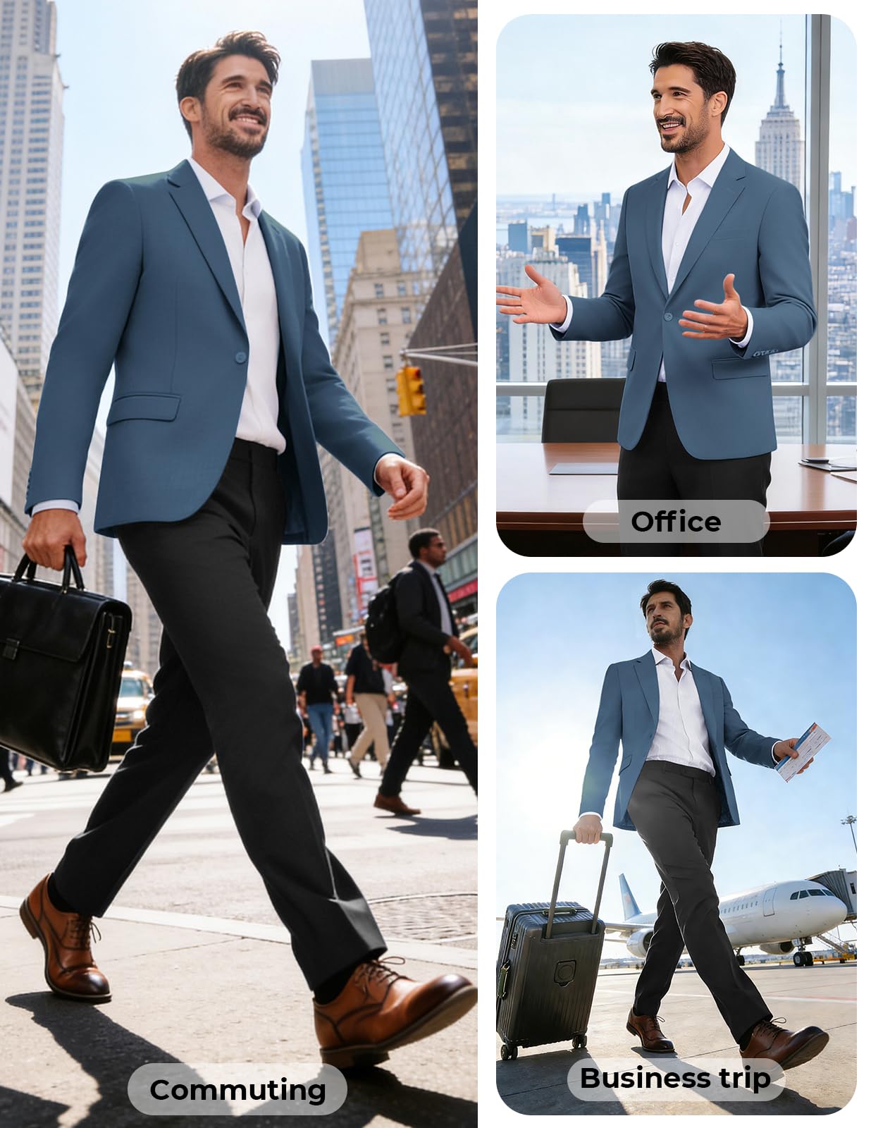 PJ PAUL JONES Cappotto sportivo leggero da uomo, casual, con un bottone, giacca sportiva traspirante
