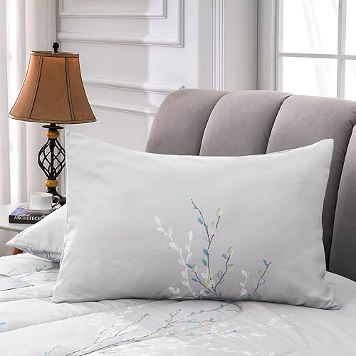 Miniatura 5 de Exclusivo Mezcla Juego de edredón de 3 piezas, edredón alternativo de microfibra para todas las estaciones con 2 fundas de almohada, patrón floral,