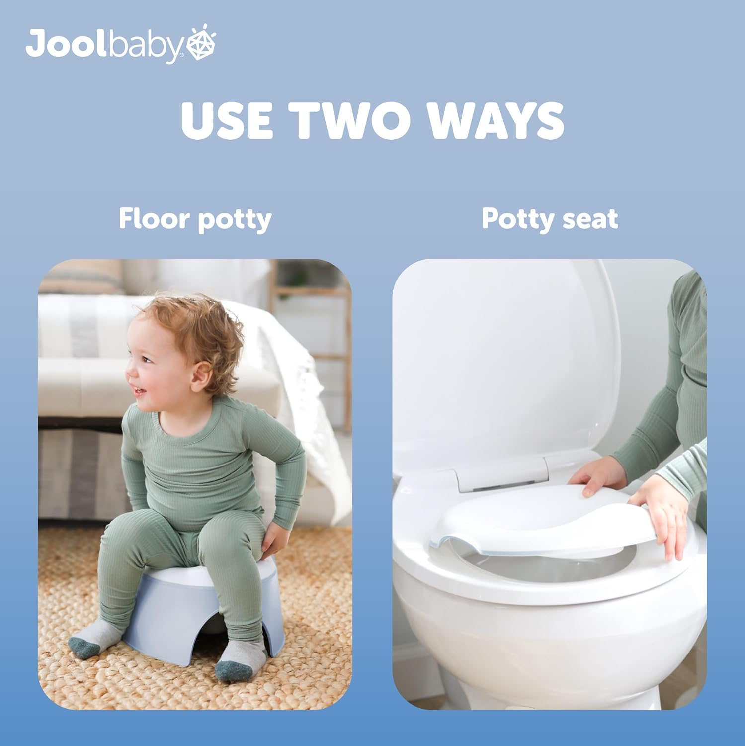 Jool Baby 2-in-1 Toddler Potty Chair + Training Seat for Toilet Training – Splash Guard, Easy to Clean (Blue)