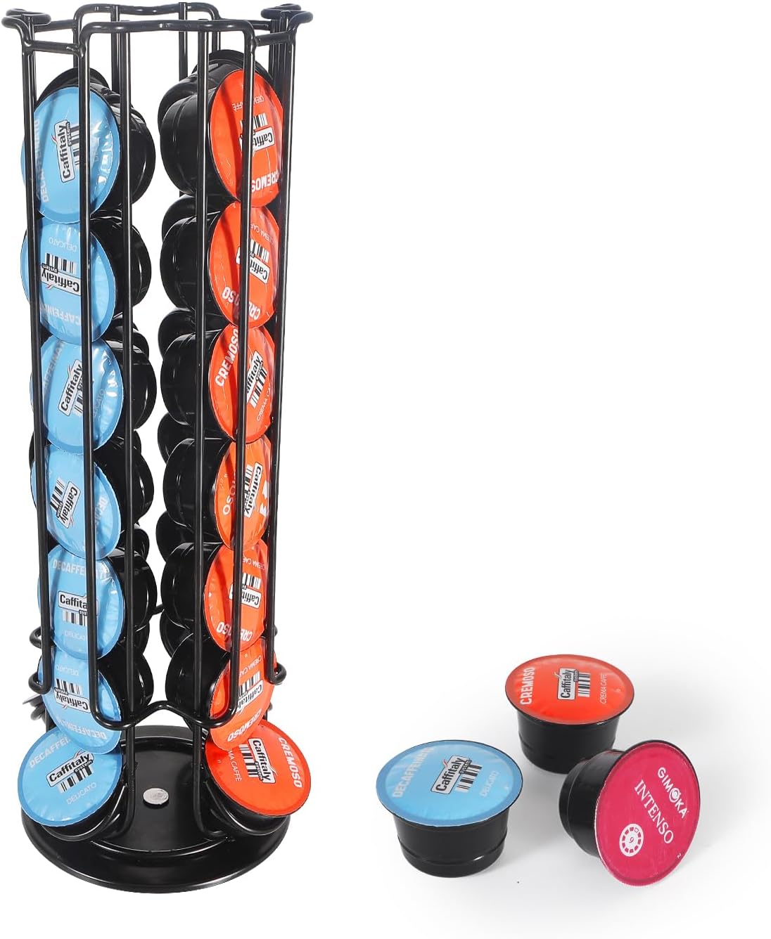 Capsule Holder, Capsule Dispenser Compatible with Tchibo Cafissimo/K Fee/ALDI Expressi Capsules, Capsule Stand for Storing Coffee Capsules, Non-Slip Base, Rotatable, Black