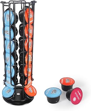 Capsule Holder, Capsule Dispenser Compatible with Tchibo Cafissimo/K Fee/ALDI Expressi Capsules, Capsule Stand for Storing Coffee Capsules, Non-Slip Base, Rotatable, Black