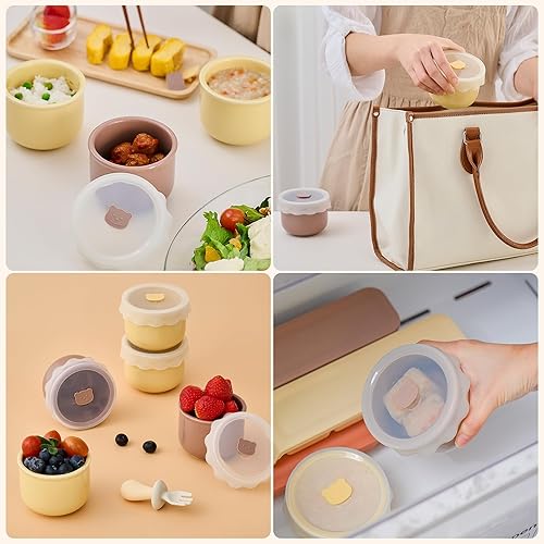 Miniatura 9 de Ceramic Baby Food Storage Container, Airtight BPA-Free Jar with Silicone Lid, Unbreakable Ceramic, Microwave & Dishwasher Safe, Reusable Glass