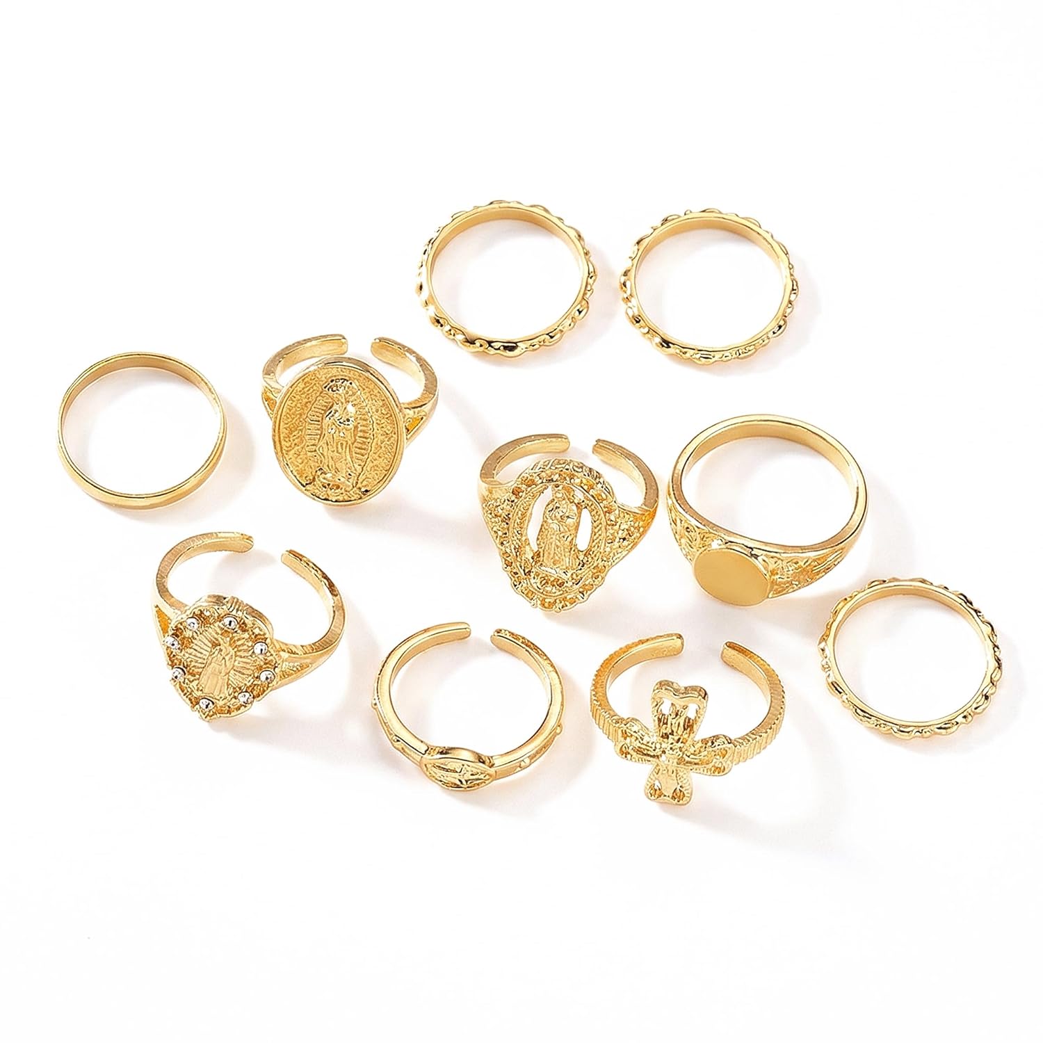 10 Pcs Virgin Mary Gold Rings