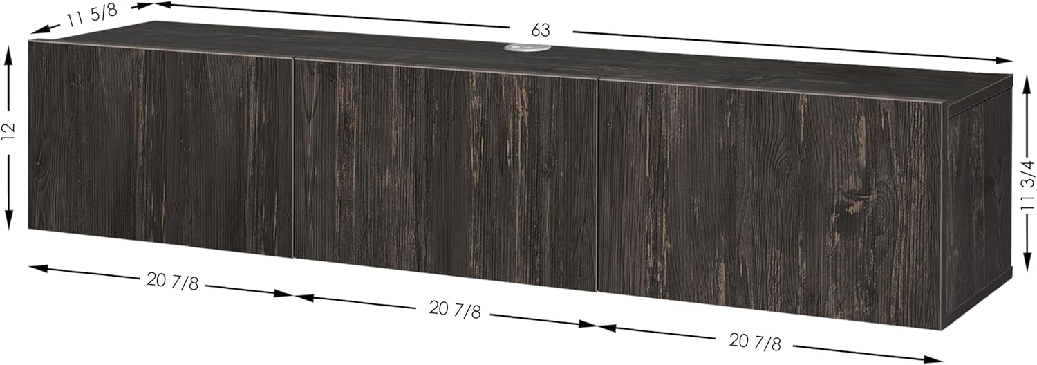 Black Wood Floating TV Stand for 65-80 Inch TVs