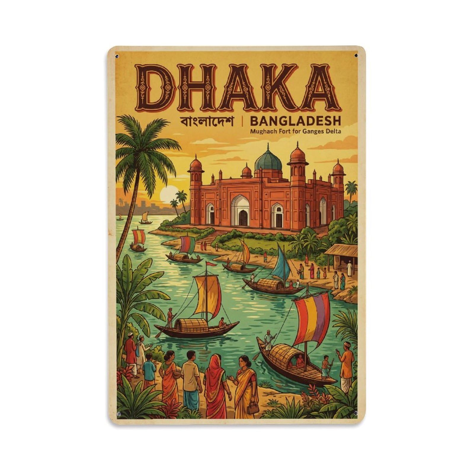 Huiyhb 8X12inch(20X30cm) Bangladesh Dhaka Travel Retro Metal Tin Sign