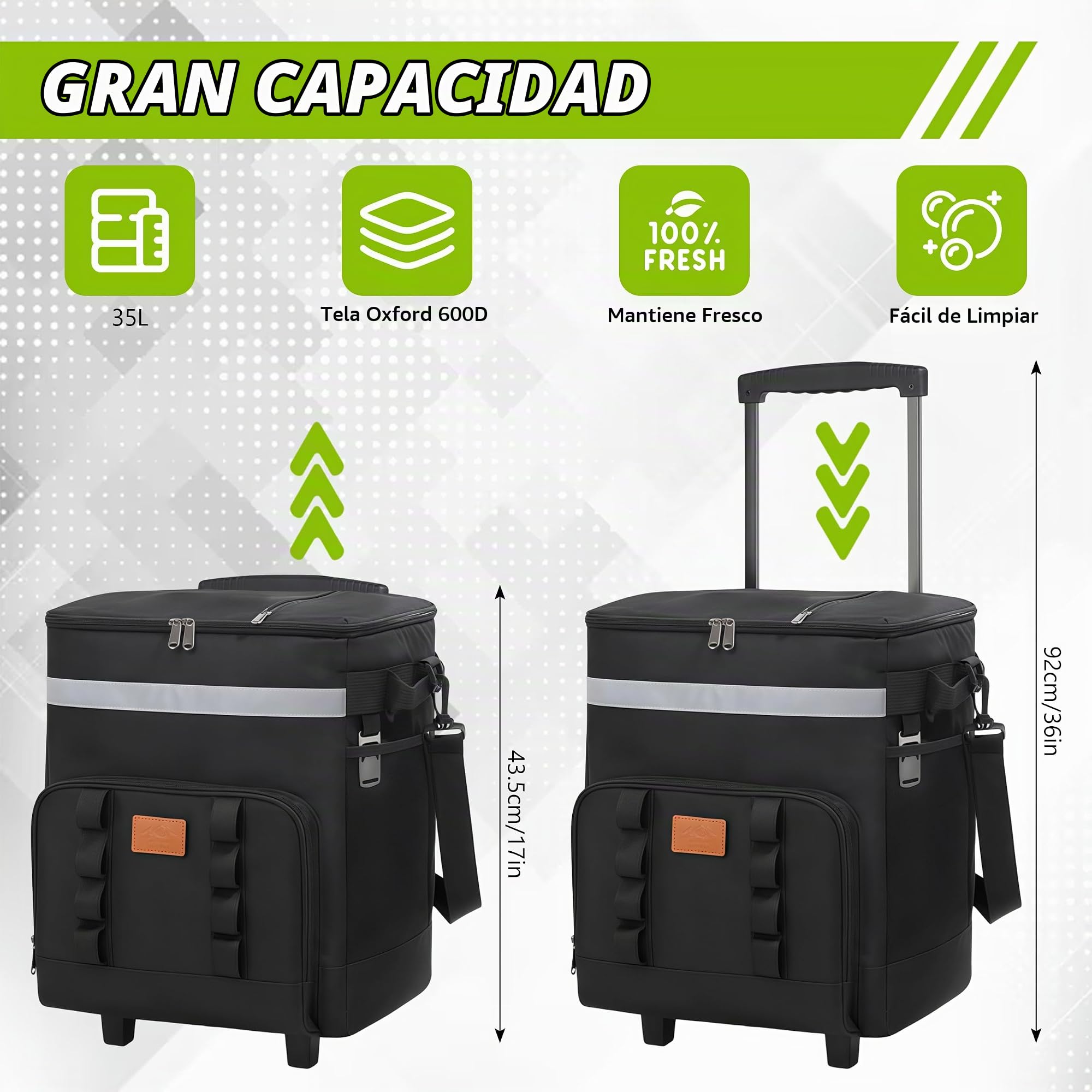 Bolsa Isotérmica Plegable con Ruedas 35 L