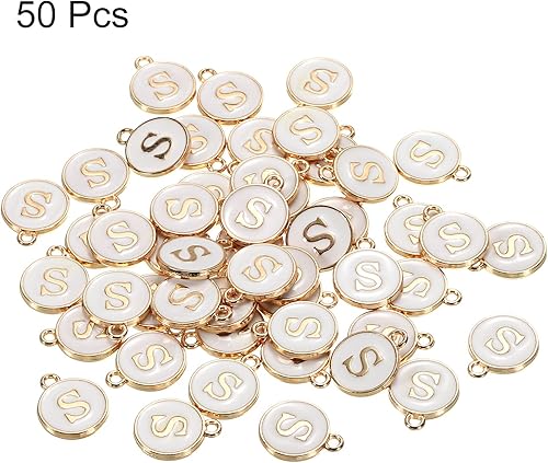 Vista 55 de MECCANIXITY Colgante de letras del alfabeto de doble cara, para collar, pulsera, aretes, joyería