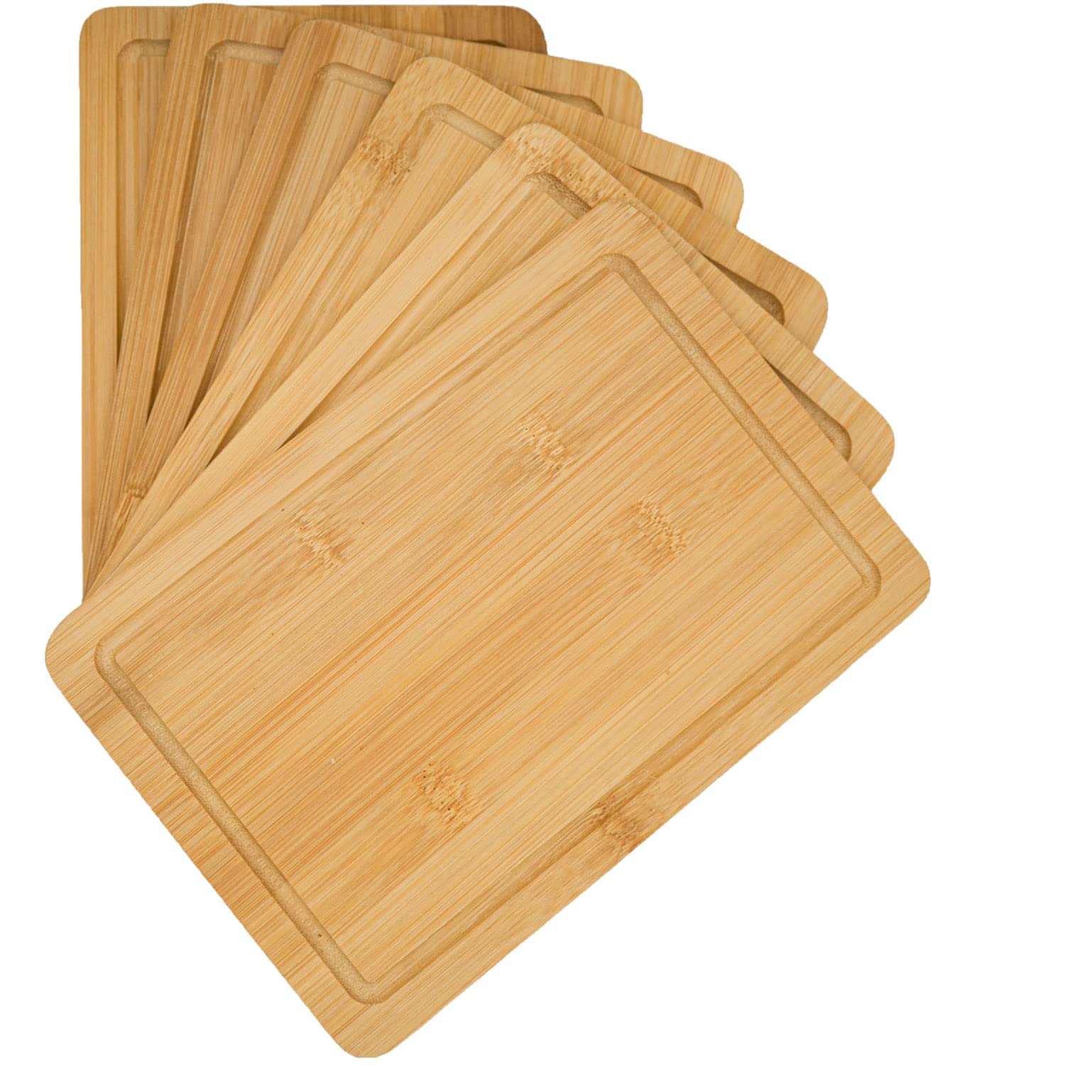 DuneDesign Zestaw 6 szt.: Bambusowa deska śniadaniowa - zestaw desek do krojenia 22 x 15 - drewniane deski do serwowania - zestaw mini desek do krojenia - małe deski do krojenia - drewniana deska do