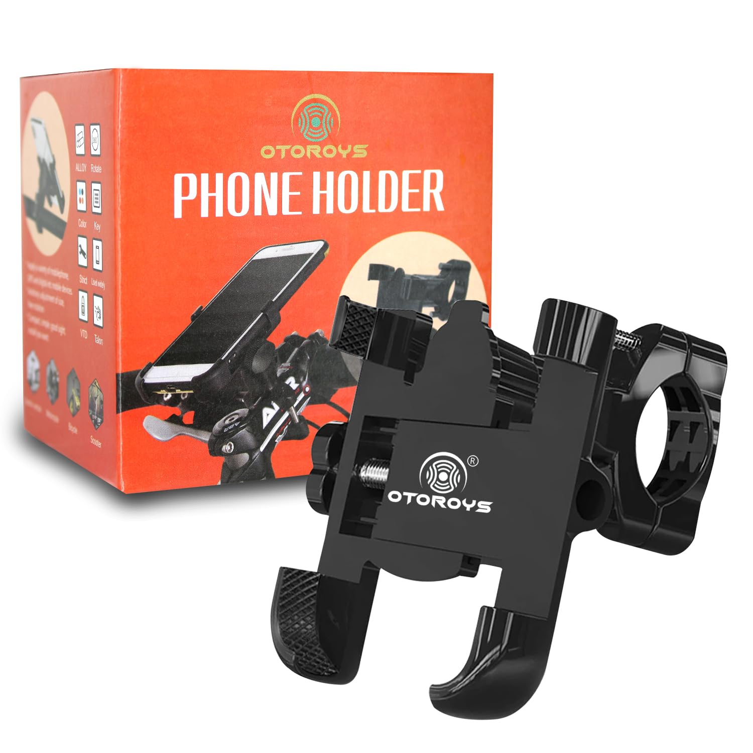 OTOROYS 1 YEAR WARRANTY Universal Bike Mount Holder Metal Body 360 Degree Rotating Handlebar Metal Body Cradle Stand for Bicycle, Motorcycle, Fits All Smartphones (Black) OTOROYS 1 YEAR WARRANTY Universal Bike Mount Holder Metal Body 360 Degree Rotating Handlebar Metal Body Cradle Stand for Bicycle, Motorcycle, Fits All Smartphones (Black)