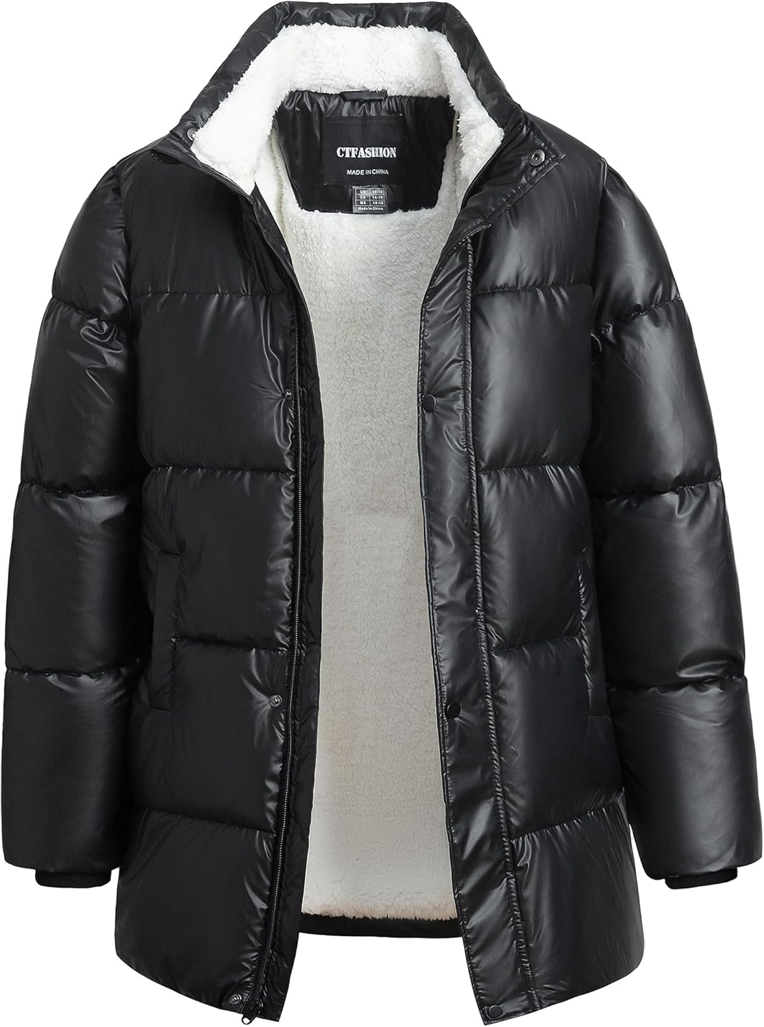 CTFASHION Boys Winter Puffer Jacket Waterproof Hooded Parka Coat with Faux Fur Lining Warm Insulated Outdoor Jacket for Kids - Image 2