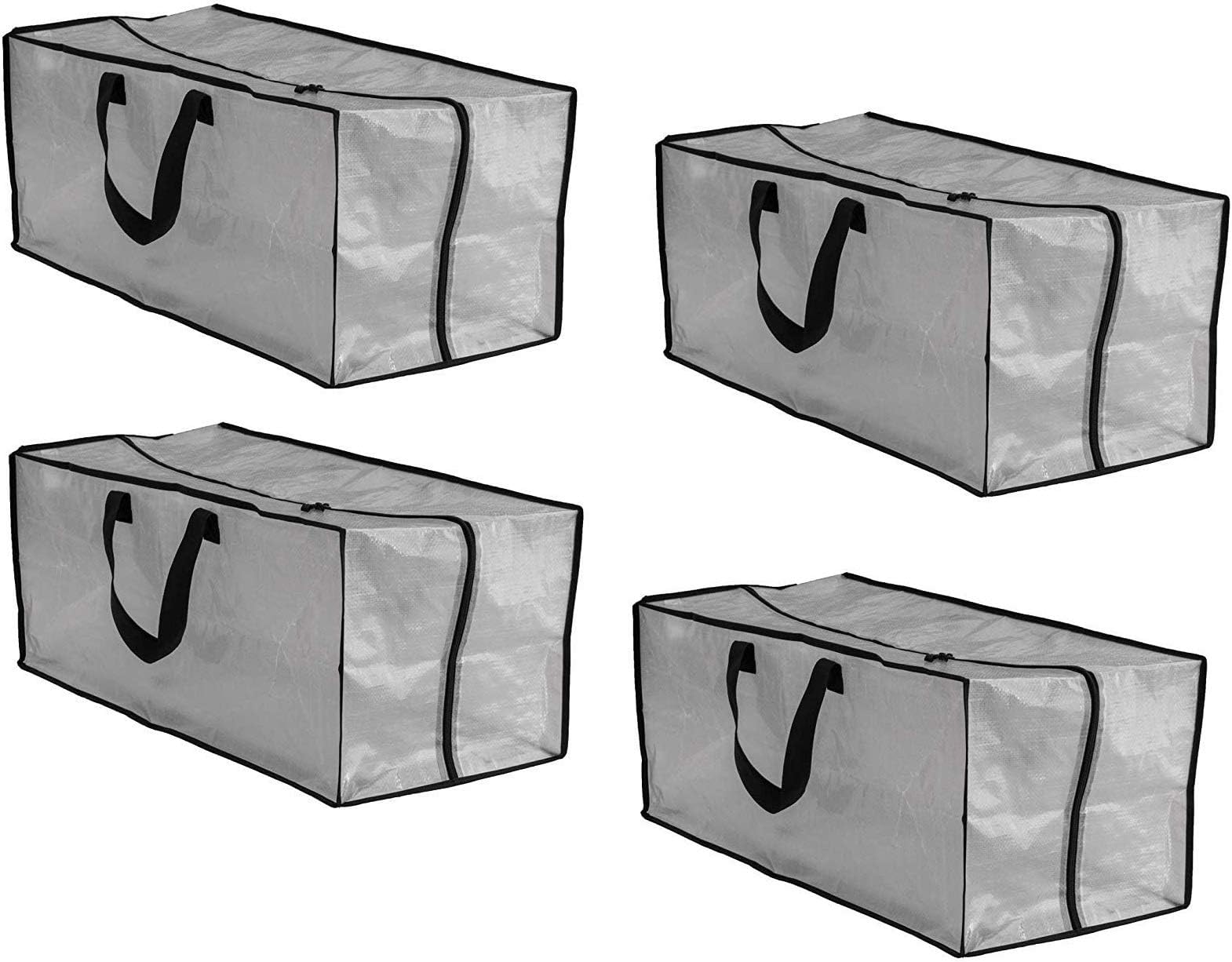 Earthwise Clear Storage Bags Moving Heavy Duty Extra Large with Zipper Closure Reusable Backpack Carrying Handles - Compatible with IKEA Frakta Hand Carts (4 Pack) (29 X 18 X 12)
