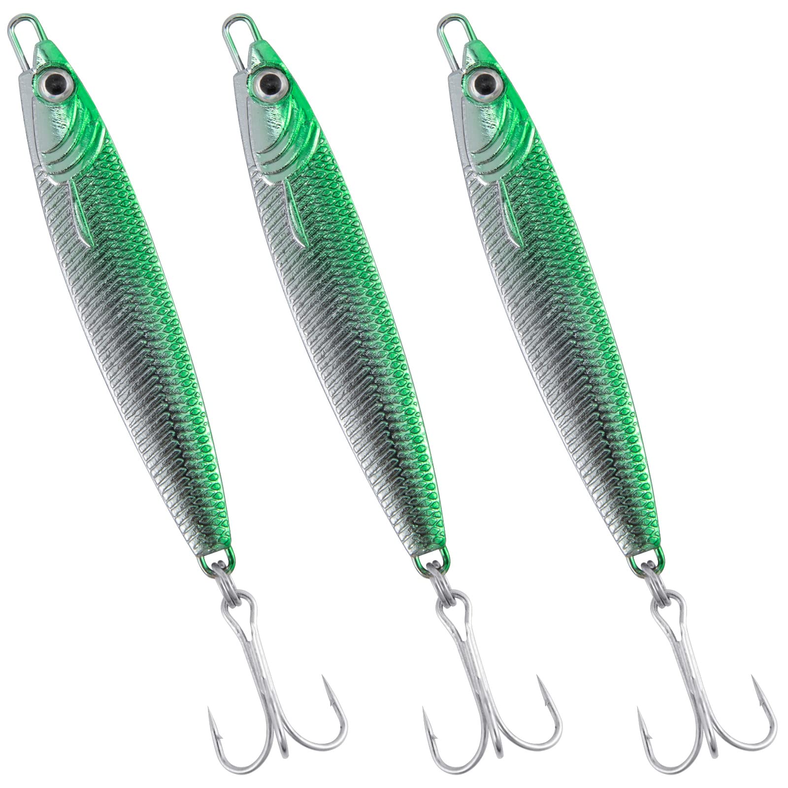 Esche Da Pesca Metalliche 30g – Set Da 6 Pezzi – Affondanti Rapide Per Sgombro, Merluzzo, Luccio – Con Ami Affilati - 2