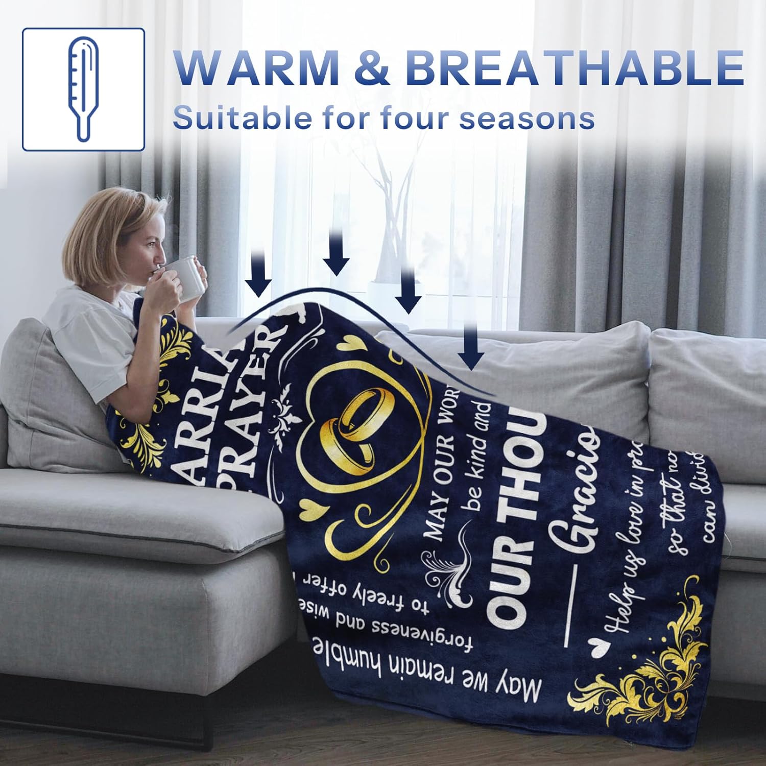 Wedding Gifts for Couples 2026, Marriage Blanket, Bride Gifts for Wedding Day Christmas Valentines Day, Wedding Gifts for Newlyweds Anniversary, Marriage Prayer Blanket, 50"x60" - Image 5