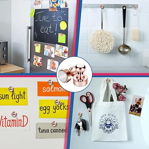 Miniatura 49 de Imanes para refrigerador, 20 unidades, imanes tipo chincheta de metal, dorados, ideales para pizarras blancas, oficinas, aulas o mapas