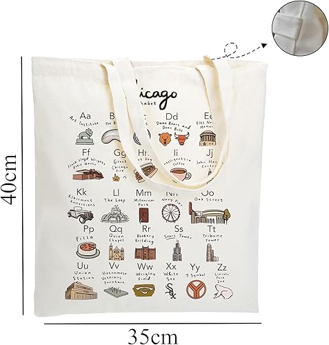 Miniatura 2 de WZJHCL Chicago Alphabet Tote Bag Chicago Trip Travel Tote Chicago Travel Gift Chicago Souvenir Chicago Vacation Shopping Bag