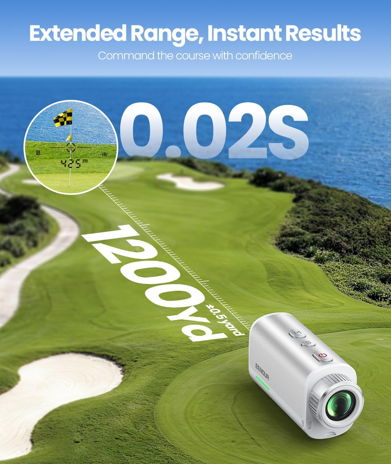 EENOUR Golf Rangefinder with Slope, 1200 Yards Laser Range Finder with Flag Pole Locking Vibration,7X Magnification, Rechargeable Battery,IP54 Waterproof - Image 4